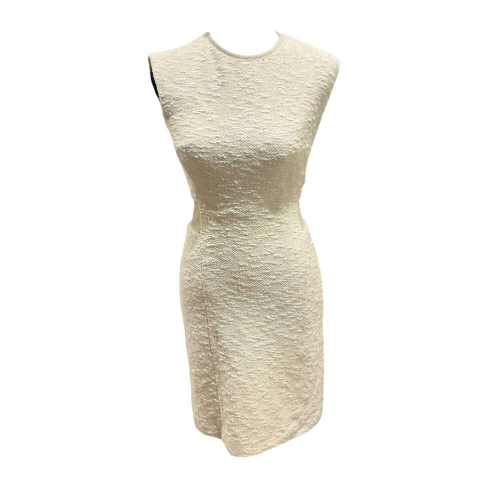 Rebecca Taylor Y2K Elegant and timeless sheath dress in a cream textured fabric.